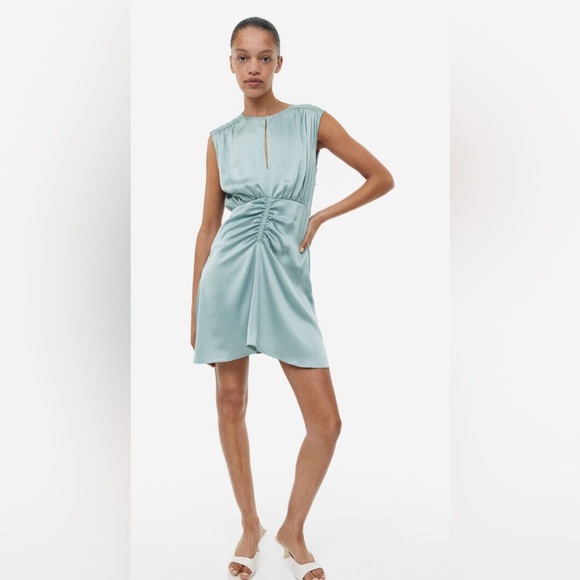 H&M DRAPED SATIN DRESS - Picture 1 of 7